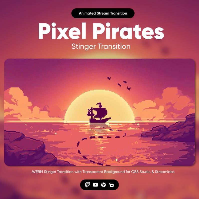 Pixel Pirates Stinger Transition • Animated Stream Overlay - Etsy