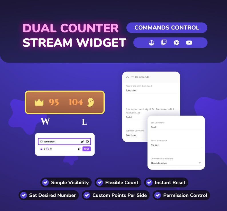 Dual Counter Order Collection Dual Counter Twitch Widget for OBS • Win Loss Score Tracker Overlay ...