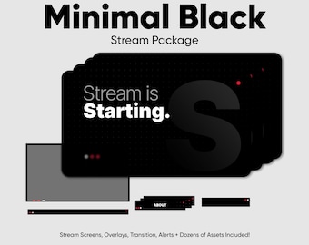 Minimal Black Twitch Overlay Pack · Animated Stream Overlay · OBS Overlay · Streamlabs Overlay · Stream Package