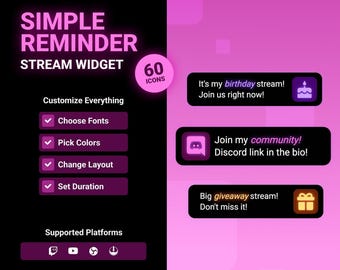 Widżet przypomnienia Twitch, 60 ikon i niestandardowa nakładka na transmisję