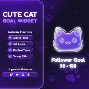 Cute Cats Twitch Goal Widget • Kawaii Goal Widget for Twitch and YouTube Streamers (StreamElements)