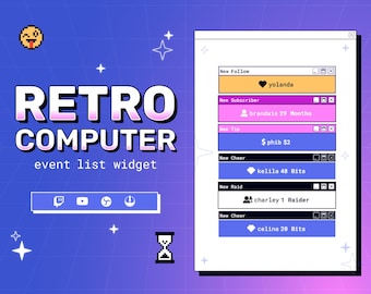 Retro Computer Stream Event List Widget • Y2K Twitch Overlay (StreamElements)