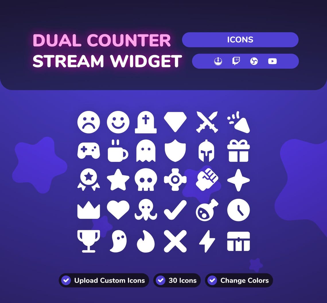 Dual Counter Twitch Widget for OBS • Win Loss Score Tracker Overlay ...