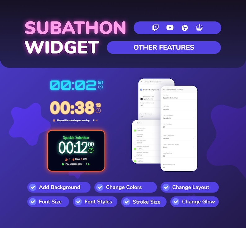 Subathon Timer Widget • up to 20 Milestones • Twitch & Youtube ...