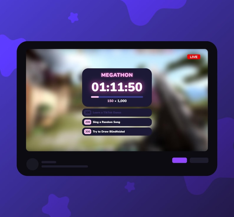 Stream Subathon Timer Megathon Subathon Timer Widget for Twitch • Streamelements Tips Bits ...
