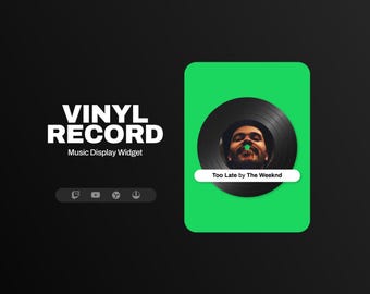 Widget de visualización de música de discos de vinilo • Widget de música de Twitch • Widget de Spotify para streamers de Twitch y YouTube (StreamElements)