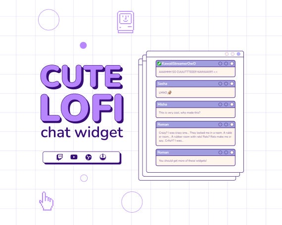 Pastel Lofi Twitch Chat Widget • Customizable Chat Box for Twitch and YouTube Streamers (StreamElements)