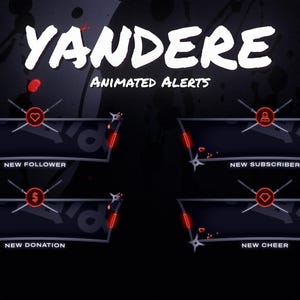 Anime Girl Yandere Twitch Alerts for OBS Studio & Streamlabs. Youtube and Facebook Supported