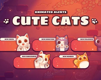 Alertas de transmissões ao vivo de gatos fofos para Twitch, YouTube e Facebook (Download Digital)