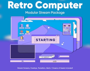 Pack de superpositions animées rétro pour Twitch par ordinateur · Superposition de flux Windows 95 · Superposition OBS · Superposition Streamlabs · Pack de flux
