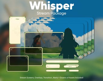 Whisper Anime Stream Overlay Package • Cozy Ghibli-Inspired Design