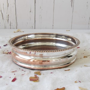 Vintage Copper and Silverplate Bottle Coaster