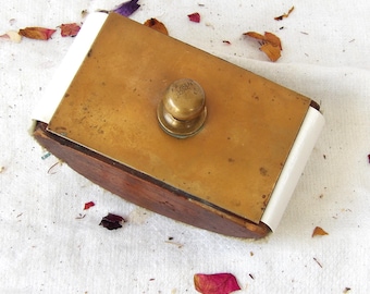 Buvard d'encre vintage en laiton et bois