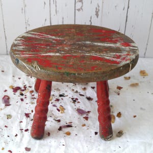 Vintage Wooden Painted Stool