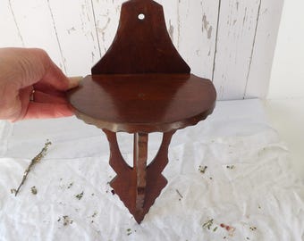 Vintage Carved Oak Wall Shelf