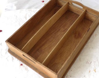 Vintage houten bestek met zijhandgrepen