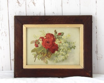 Antique Roses Print in Oak Frame