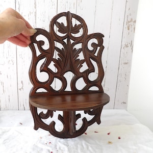 Vintage Carved Wooden Wall Shelf
