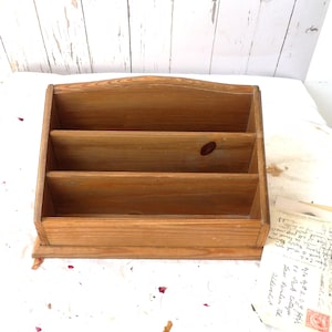 Small Vintage Pine Letter Rack