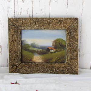 Framed Vintage Country Cottage Painting