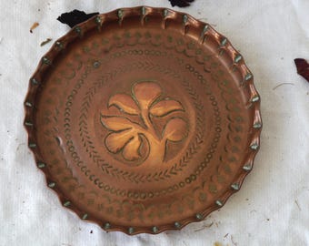 Antique Embossed Copper Tray