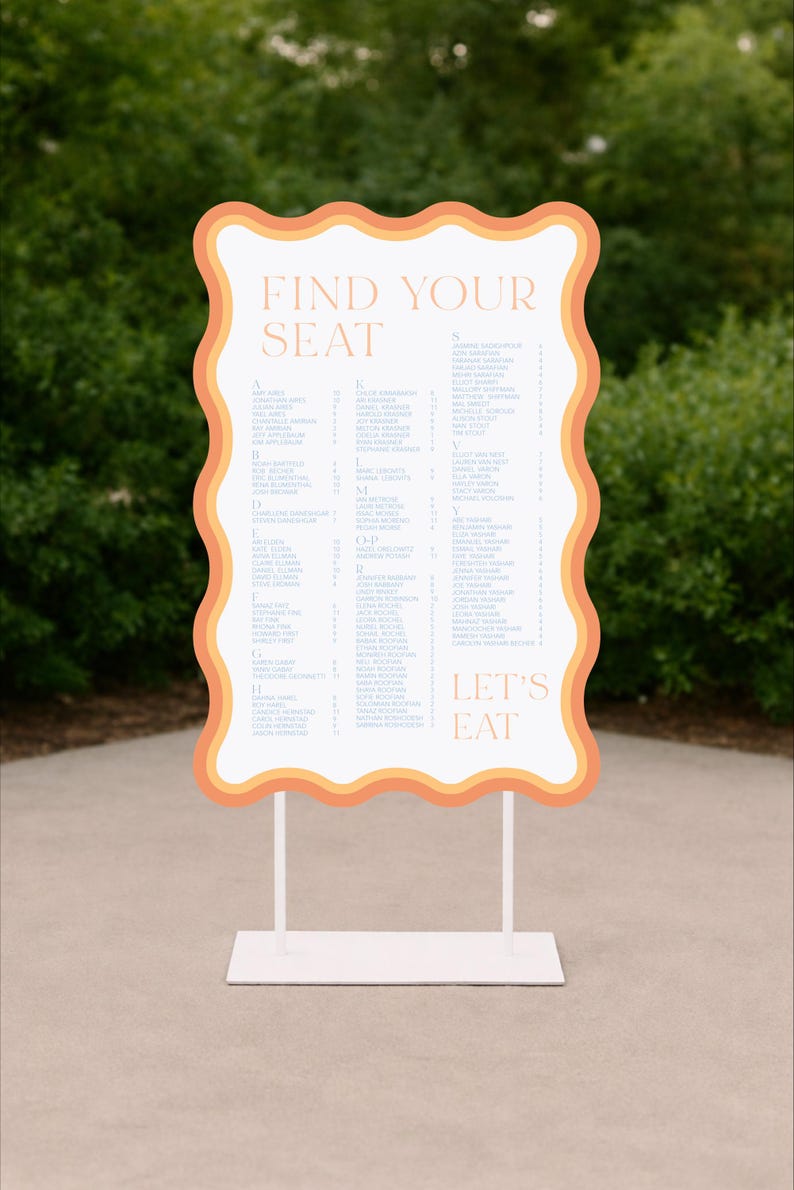 seating chart display wedding seating sign stand custom wedding sign Custom wedding signage printed on premium foam board, perfect as a welcome sign, seating chart, or event display. Personalized with names, dates, colors, and shapes to match your wedding theme or party décor. Elegant borders and optional illustrations create a polished, modern look. This versatile sign doubles as functional décor—guiding guests, organizing seating, and elevating your ceremony or reception with stylish,