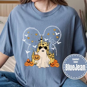 Comfort Colors® Disney Halloween Castle Shirt, Halloween Mickey Ghost Graphic Tee, Cute Disney Halloween Pumpkin Tee, Disney Halloween Tee