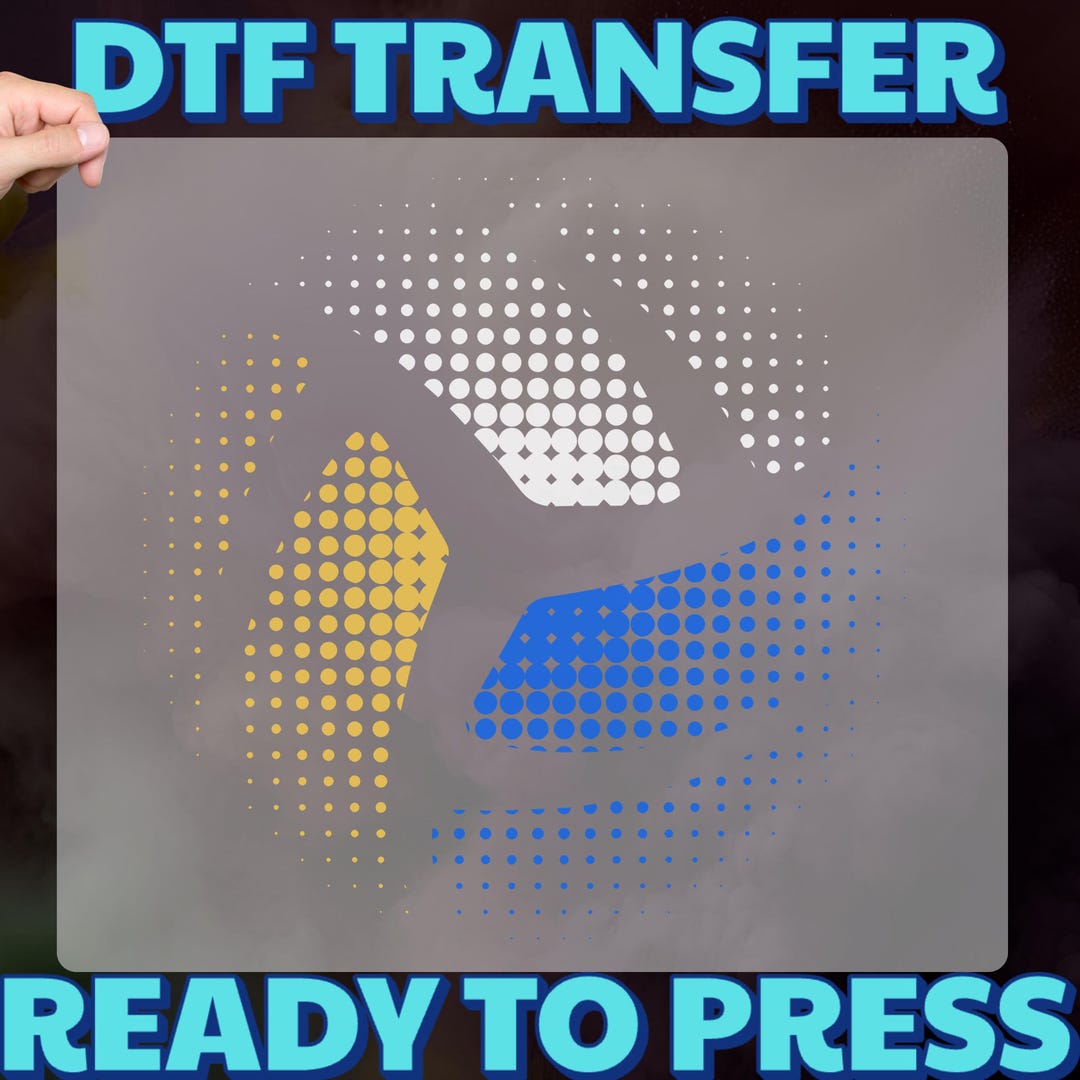 Geometric Pattern DTF Transfer, Bold Yellow Blue Iron-on Decal ...