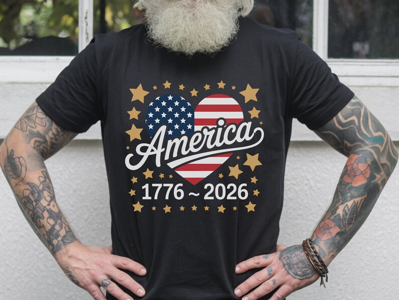 America 1776-2026 Patriotic Shirt, 250th Anniversary USA Tee, Independence Day Apparel, Vintage American Pride Shirt for History Lovers image 1