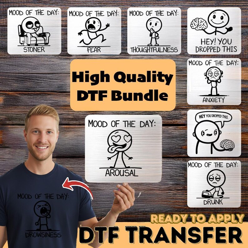 Funny Stickman DTF Transfer for Shirt, Minimalist Line Art Iron on ...