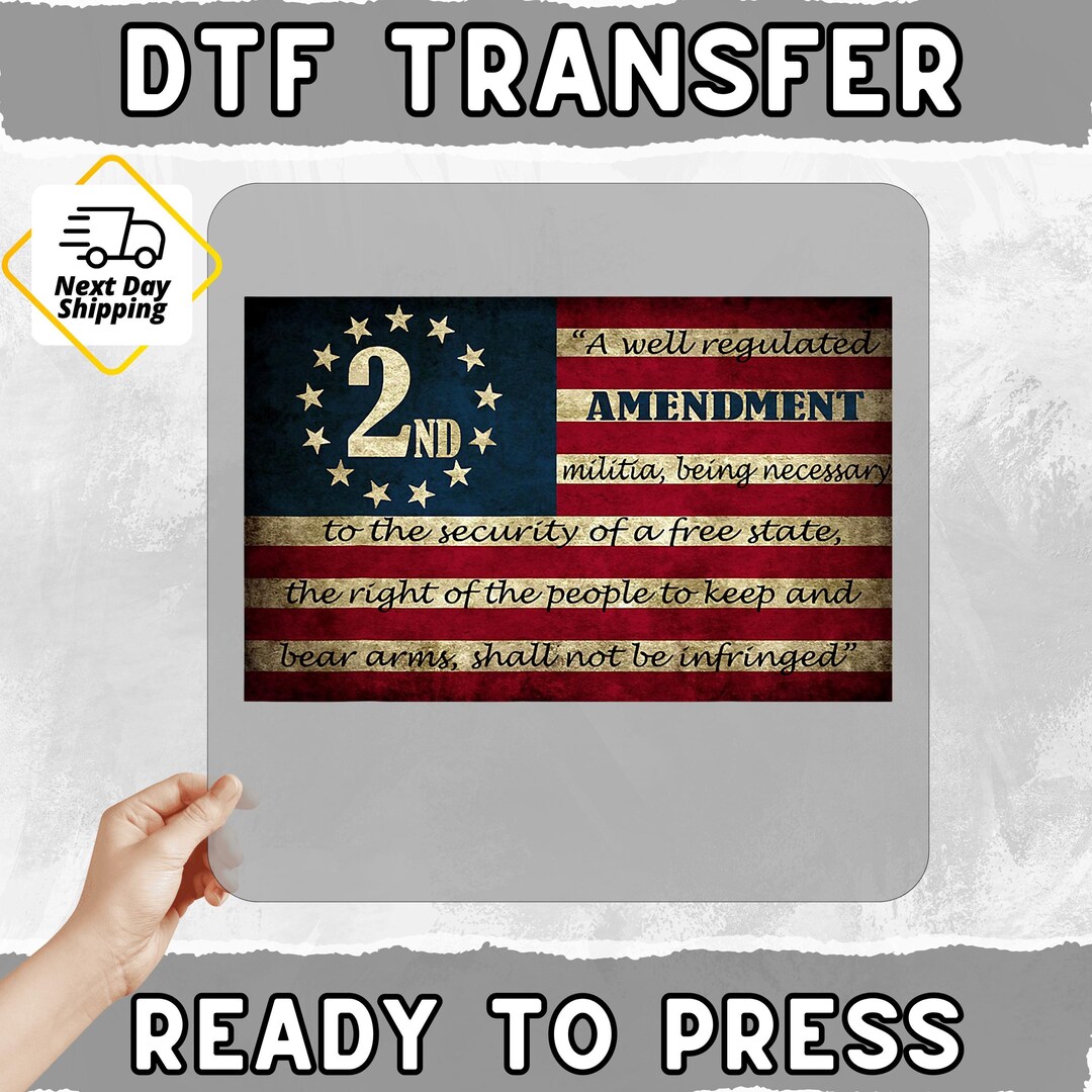 Rustic Patriotic 2nd Amendment DTF Iron-on Transfer - Vintage USA Flag ...