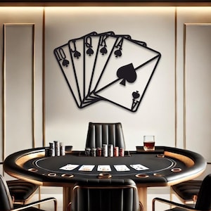 Metalen muurkunst pokerkaart | Royal Flush pokerkaart metalen decor | Metalen wandkleden Gambler | Gamekamerdecoratie | Decoratie cadeau voor mannen