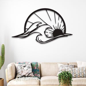 Sun and Waves Metal Wall Art | Coastal Beach Wall Decor | Wave Art | Sun Art | Nautical Wall Hanging | Beach House Decor | Housewarming Gift