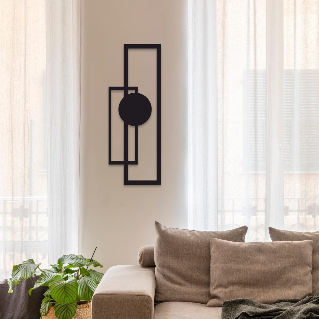 Minimalist Metal Wall Art, Geometric Wall Decor, Modern Metal Home ... - Modern Metal Home Decor