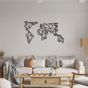 Mapa del mundo de metal para colgar en la pared / Decoración de mapa del mundo / Perchero de pared único para interiores / Decoración de oficina / Decoración de sala de estar / Regalo para ella