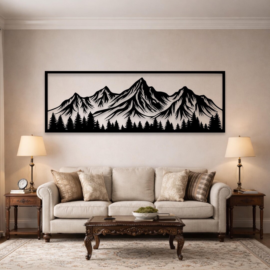Mountain & Forest Metal Wall Art, Nature Landscape Metal Decor, Rustic ...
