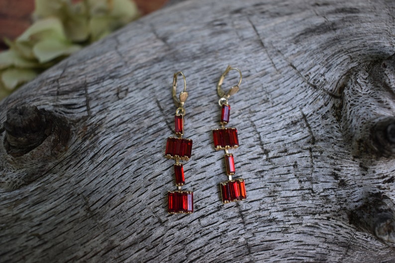 Red Rhinestone Earrings