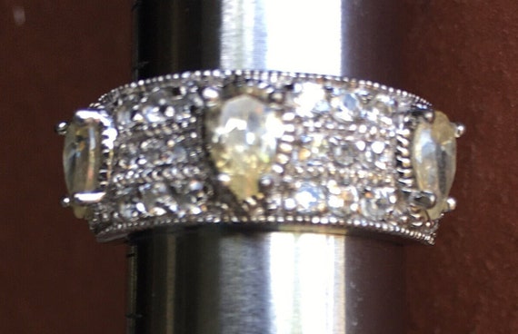CZ Citrine Silver Ring - image 1