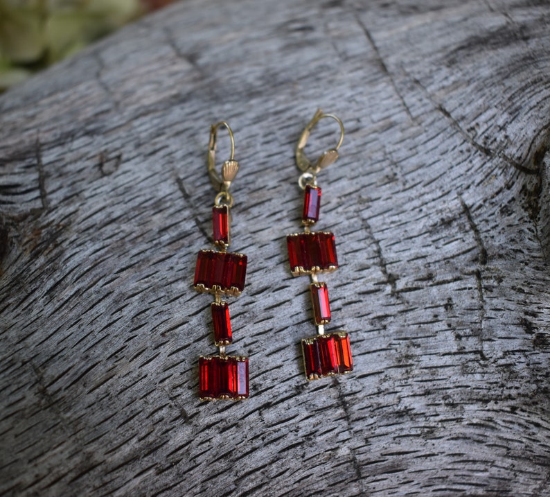 Red Rhinestone Earrings