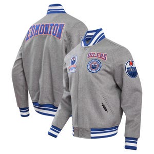 Edmonton Oilers Varsity Jacket: Vintage NHL Wool Blend Bomber