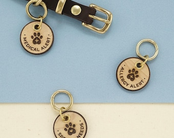 Medical Alert Pet Tag: Custom Allergy, Special Needs Wood Safety ID Charm – TailgotchiArt
