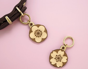 Personalized Cherry Blossom Dog Tag: Custom Engraved Sakura Charm – TailgotchiArt