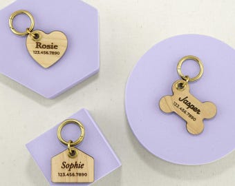 Bone, House and Heart Wooden Pet ID Tags: Custom Maple Dog Name Charm – TailgotchiArt
