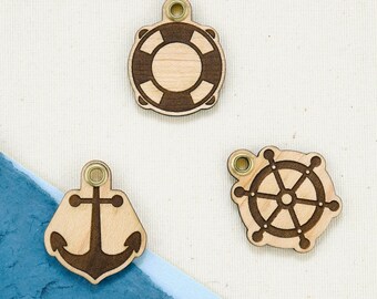 Nautical Wooden Pet ID Tag: Custom Anchor, Wheel,  Buoy Charm – TailgotchiArt