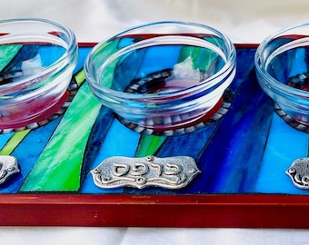 Mosaik-Seder-Teller, Pessach-Mosaikplatte, Passover-Teller, Pessach-Teller-Judaica, Passover-Tablett, Passover-Judaica-Kunst, Mosaikkunst, jüdische Geschenke