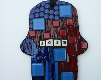 Mosaik Hamsa, personalisiertes Mosaik Jejuda, Mosaikkunst, Wählen Sie einen Namen (oder nicht), personalisierte Hamsa, personalisiertes jüdisches Geschenk, jüdisches Geschenk