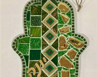 Mosaik Hamsa, personalisiertes Mosaik Jedaica, Mosaikkunst, Wählen Sie einen Namen, personalisierte Hamsa, personalisiertes jüdisches Geschenk,Judaica Kunst, jüdisches Geschenk