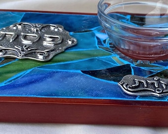 Mosaik-Seder-Teller, Pessach-Mosaikplatte, Passover-Teller, Pessach-Teller-Judaica, Passover-Tablett, Passover-Judaica-Kunst, Mosaikkunst, jüdische Geschenke