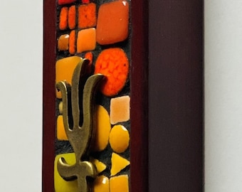 Mosaik handgemachte Mesusa, Mosaik Mesusa, Mosaikkunst, jüdische Kunst, jüdische Geschenke, Mosaik Judaica, Mezuzah Kunst, jüdische Kunst