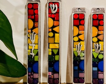 Mosaik handgemachte Mezuzah, Mosaikkunst, Jedaica, jüdische Kunst, jüdische Geschenke, Mosaik Mezuzah, Mezuzah, Mosaik Jedaica, Mezuzah Kunst, jüdische Kunst